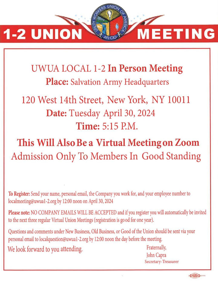 April 30, 2024 Union Meeting